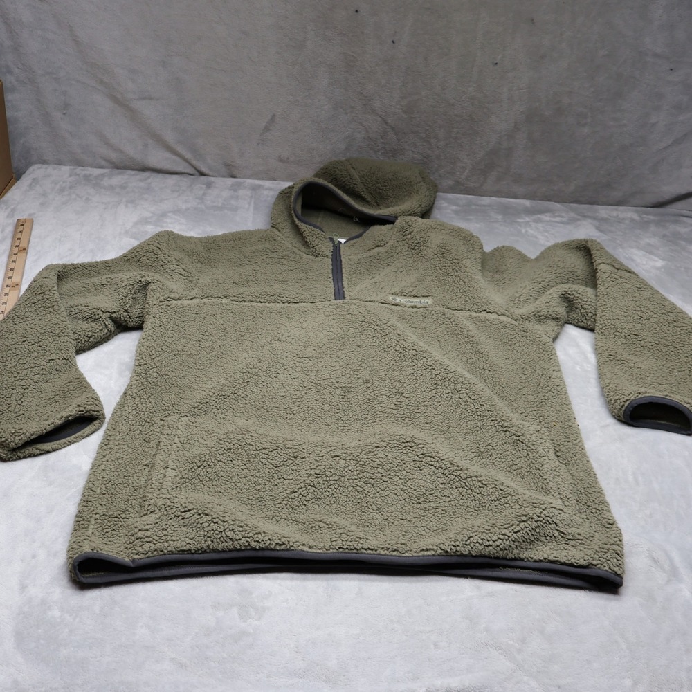 Columbia Hoodie Mens XL Green Rugged Ridge III Sherpa 1/4 Zip Pullover Outdoor